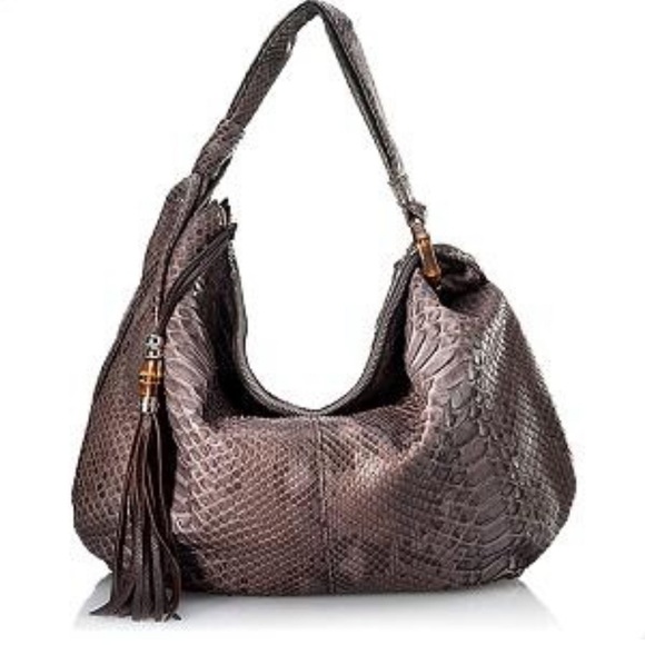 Gucci Jungle Hobo Python Large Shoulder Bag Tassels Snake Print Luxury Bag - Picture 2 of 15